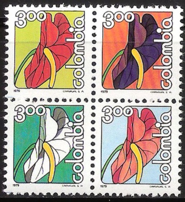 Почтовая марка Флора. Колумбия. Михель № 1393-1396 (Сцепка)