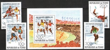 Почтовая марка Спорт. Чад. Михель № 742-745 , Блок № 65