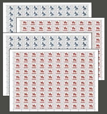 Почтовые марки Стандарт № 68 - 69, 68 I - 69 I Комплект из 4 листов