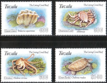 Почтовая марка Фауна. Тувалу. Михель №с 659-662