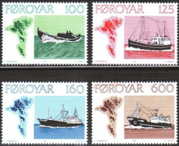 Почтовая марка Флот. Дания - Фарерские острова. Михель № 24-27