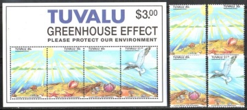 Почтовая марка Фауна. Тувалу. Михель № 670-673 и Блок №48