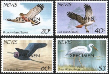 Почтовая марка Фауна. Невис. Михель № 248-251 с надпечаткой