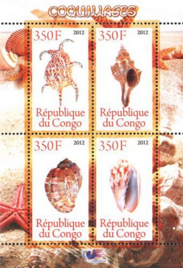Почтовая марка Ракушки. Конго. Михель № ? Блок 112