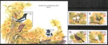 Почтовая марка Фауна. Макао. Михель № 814-817 и Блок № 30