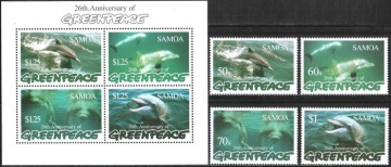 Почтовая марка Фауна. Самоа. Михель № 860-863 и Блок № 62