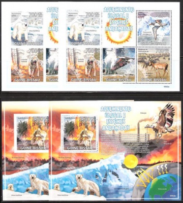 Почтовая марка НК. Гвинея-Бисау. Михель № 4420-4424 и 2 ПБ № 720
