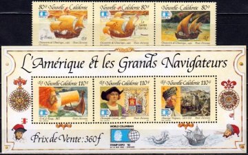 Почтовая марка Новая Каледония Флот Михель №932-934 + Блок 14